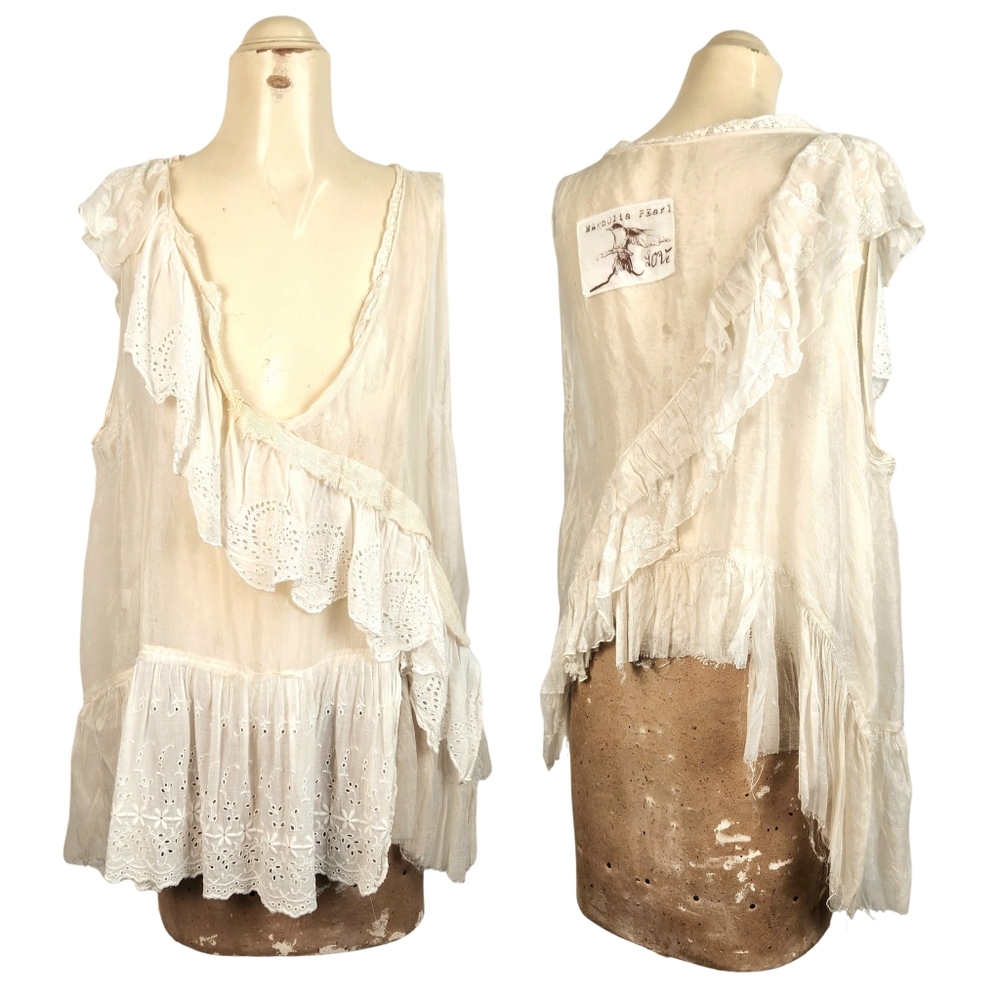 Magnolia Pearl Love Collection Sheer Silk White Blouse